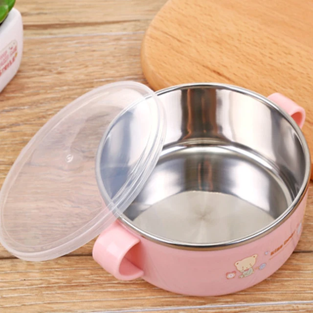 Baby Bowl with soup Spoon Stainless Steel Lunch Insulation bowl for