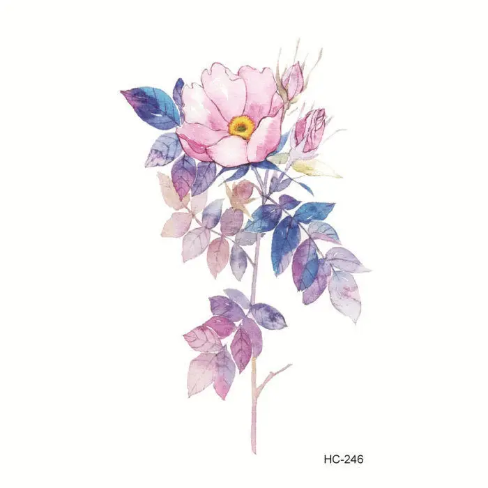 

Water Transfer Tattoo cute pink flower leaf tattoo body art Waterproof Temporary fake Tattoo for man woman kid 10.5*6cm