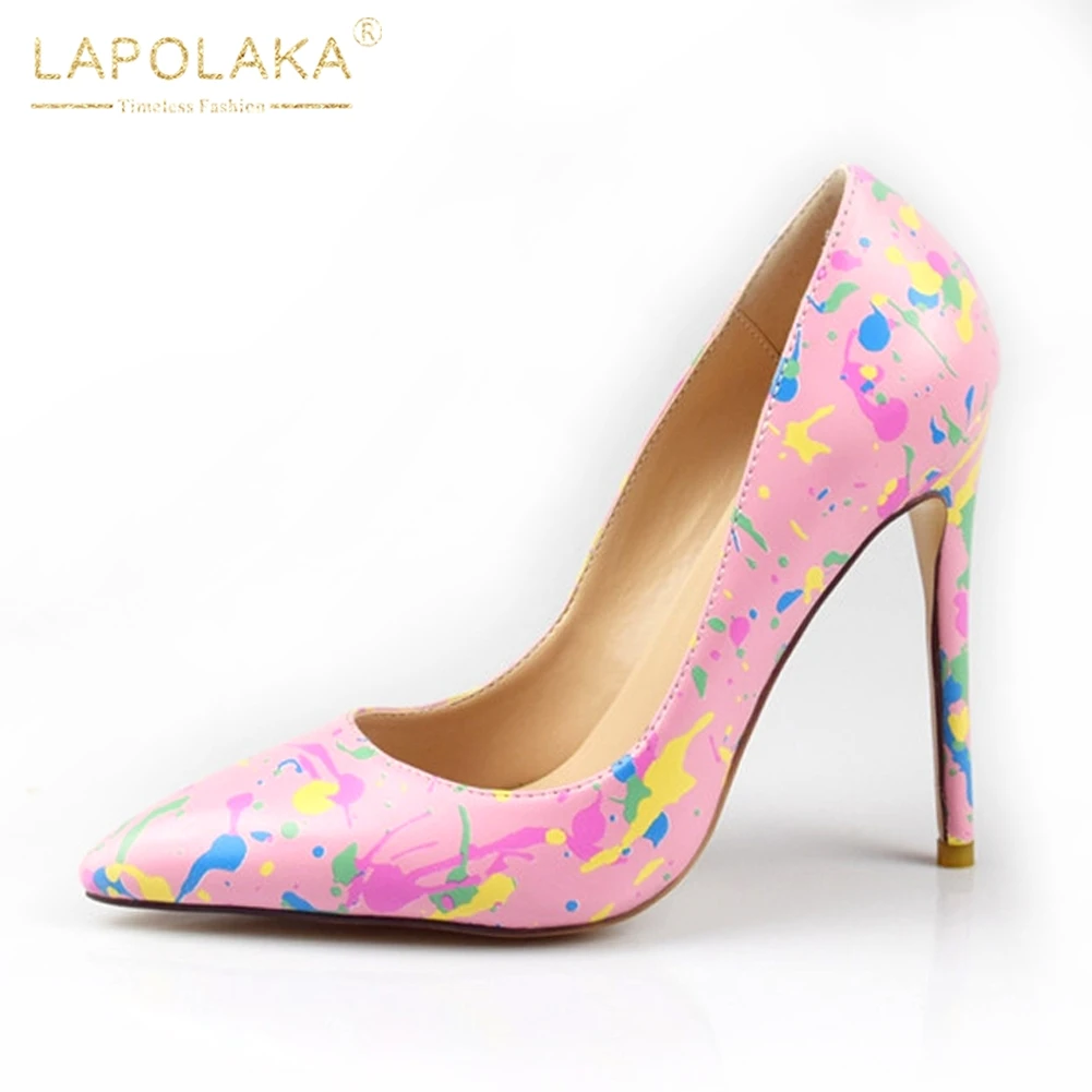 

LAPOLAKA Women's Sexy Print Thin High Heels Pointed Toe Party Wedding Shoes Woman Slip On Pumps Large Sizes 34-45