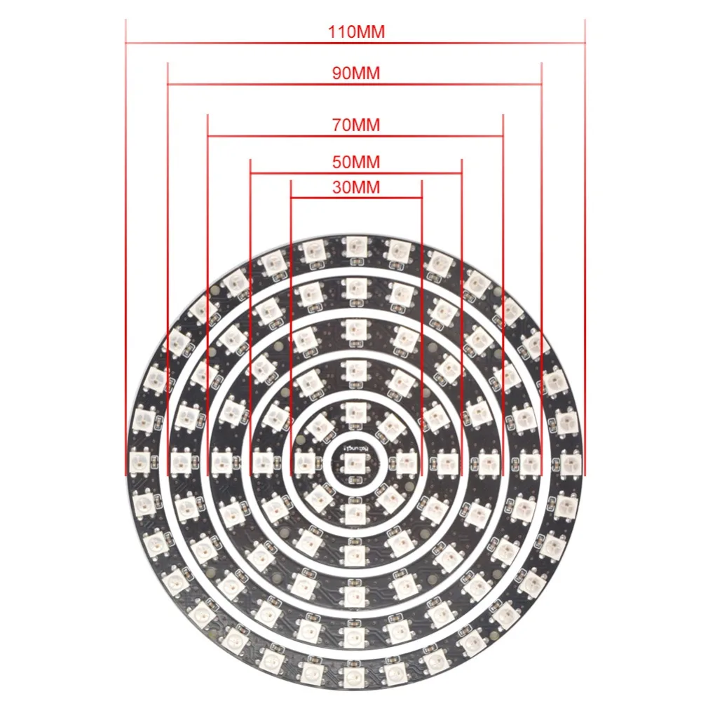 WS2812B кольцо 93 241 светодиодный s адресуемый пиксель WS2812 SK6812 5050 RGB светодиодный кольцо WS2811 ic встроенный RGB вся плата DC5V