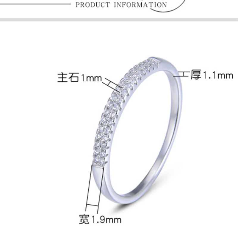 Благородное чистое кольцо из стерлингового серебра 925 Ювелирное кольцо на головщину ряд горный хрусталь кубический цирконий ювелирные изделия стиль кольца для женщин девушек