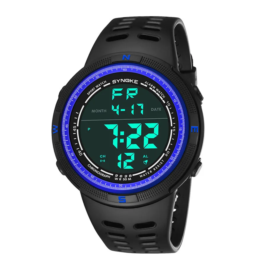 Многофункциональный 50 м водонепроницаемые часы светодиодный цифровые часы двойного действия спортивные часы цифровые часы Relogio цифровые Relogio - Цвет: Синий