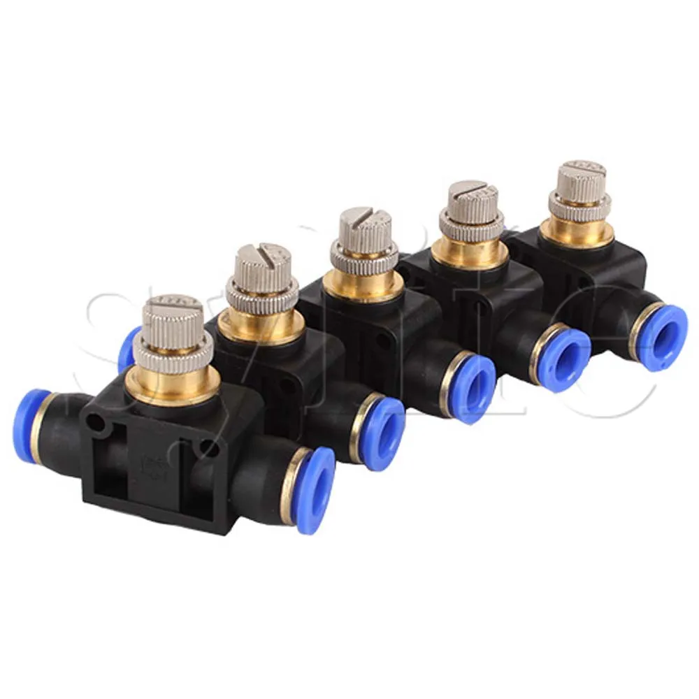 New 5Pcs 10mm Push In Speed Controller Pneumatic Air Valves Rapid