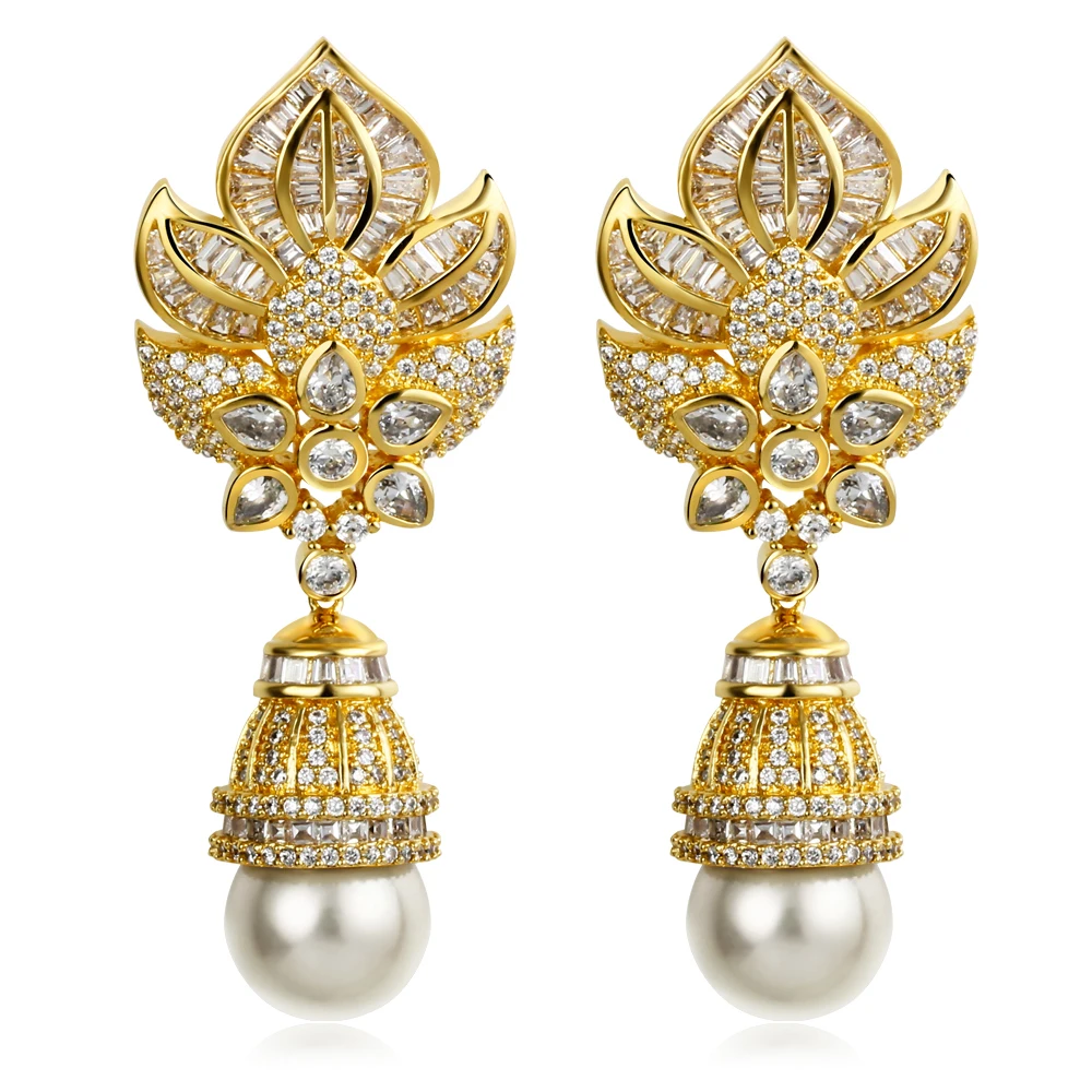 

2017 New Big Imitation Pearl Earirngs High Quality Zircon ladies`drop Earrings Women Party Gift Jewelry Hyperbole Fashion Earing