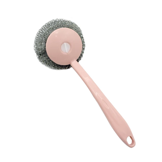 1Pcs Cleaning Brush Multiple Colour Steel Wool&Stell Ball Handle