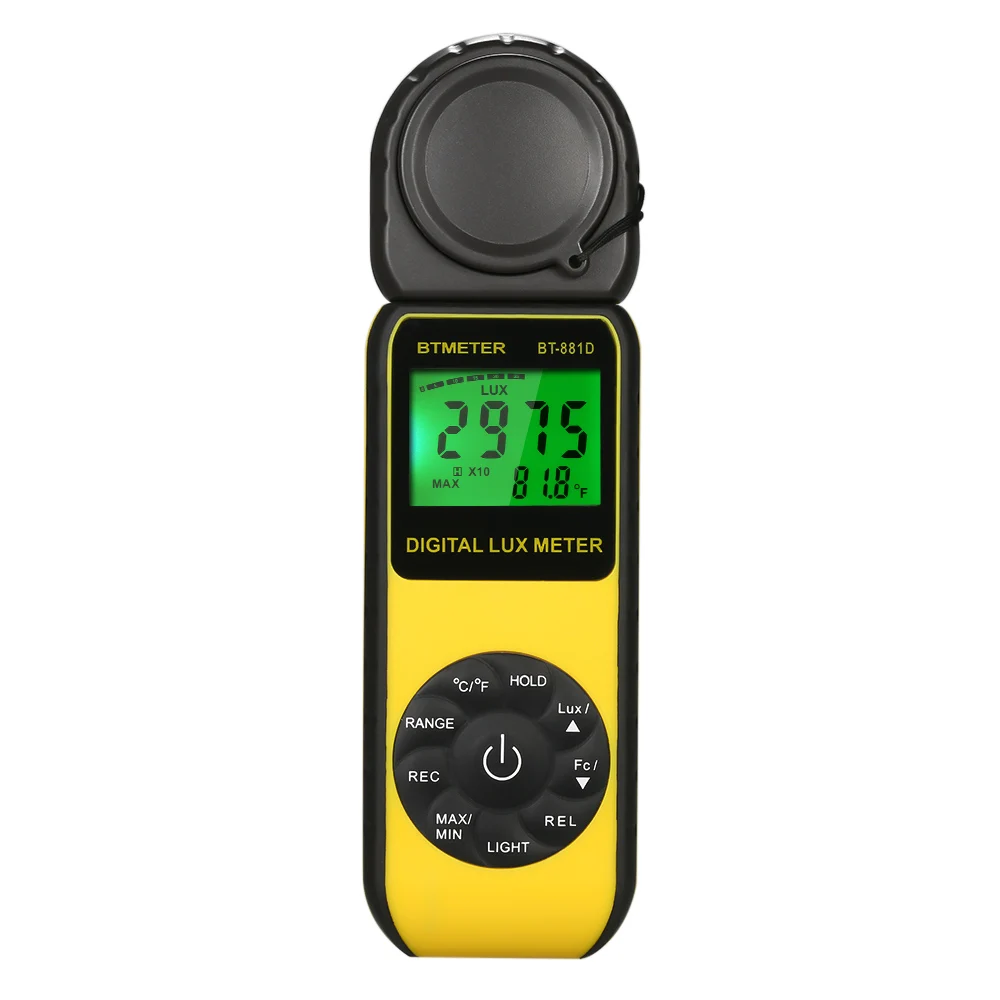 

400000 LUX Meter Handheld Luxmeter LCD Screen LUX FC Selection Luminometer Photometer Measure Tester With Temperature Display