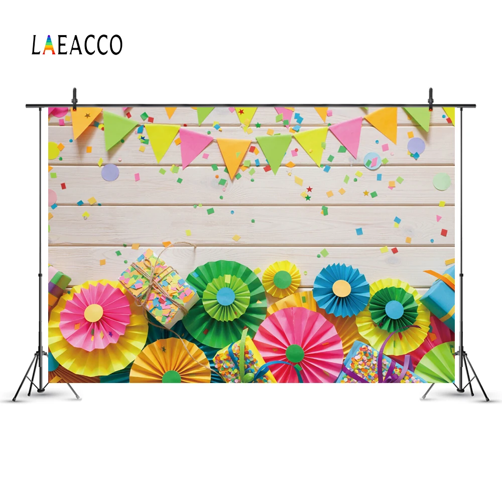 Laeacco Wooden Plank Handmade Paper Flowers Children Photography Backgrounds Customized Photographic Backdrops For Photo Studio