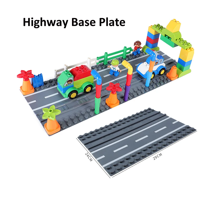 

Big Size Base Plate for Big Building Blocks Highway Road Baseplate 29X24CM 16X4Big Dots Toy For Children Gray Color