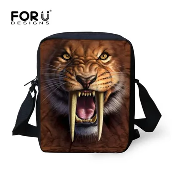 

FORUDESIGN Female Satchel Cross-body Bag For Boys Girls 3D Dog Tiger Mens Travel Messenger Bags Small Mochila Infantil Escolar