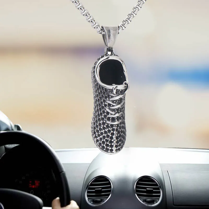 Car pendant stainless steel realistic shoes automobiles rearview mirror