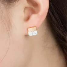 WNGMNGL Vintage National Stone Resin Round Square Triangle Earring 2018 New Stud Earrings For Women Charm Fashion Jewelry carvejewl stud earring round triangle resin stone collection straw weaving stud earrings for women jewelry new fashion earrings