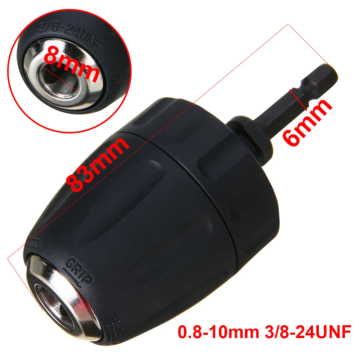 Keyless Chuck Driver Hex Shank Screwdriver to Drill Converter 1/4'' HEX to 3/8'' Drill Bit Accessories