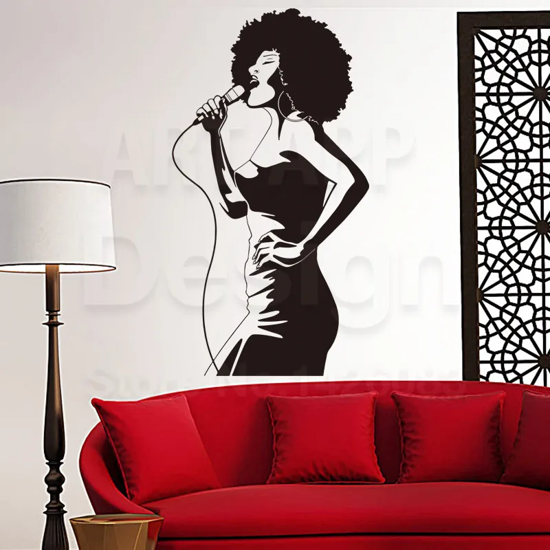 Art new design PVC home decor cheap Afric Singer wall sticker removable house decoration pop music artist decals in rooms