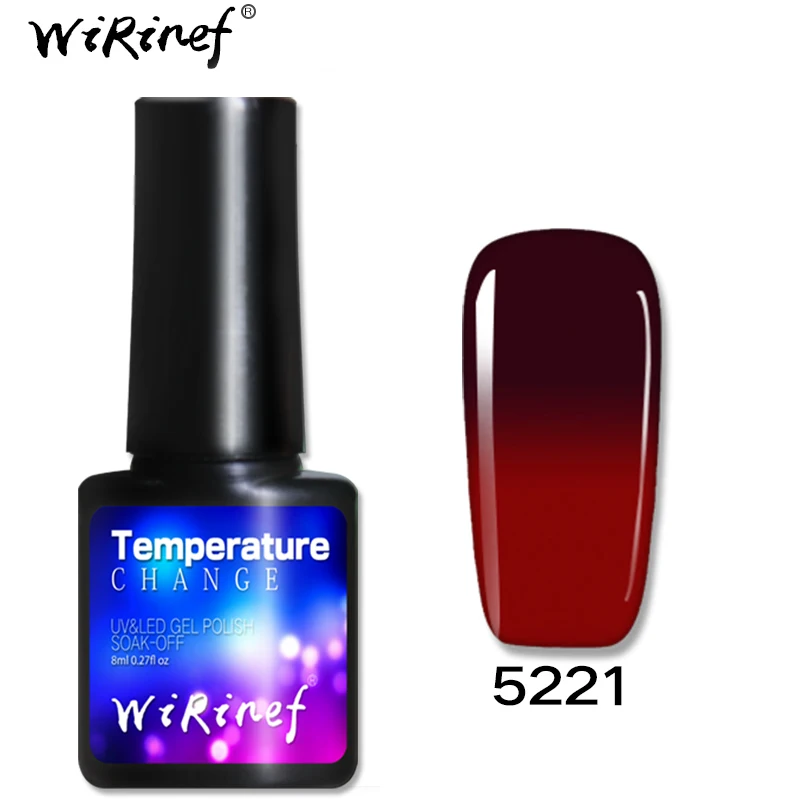 WiRinef 8 мл термо меняющий гель лак УФ-температура Хамелеон меняющий гель Гибридный лак Полупостоянный волшебный гель лак - Цвет: 5221