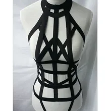 Модный Готический эластичный сетчатый ремень женский бюст бандаж костюм Готический клуб танцор Сексуальное белье Комплект подвязок пояс Розничная торговля