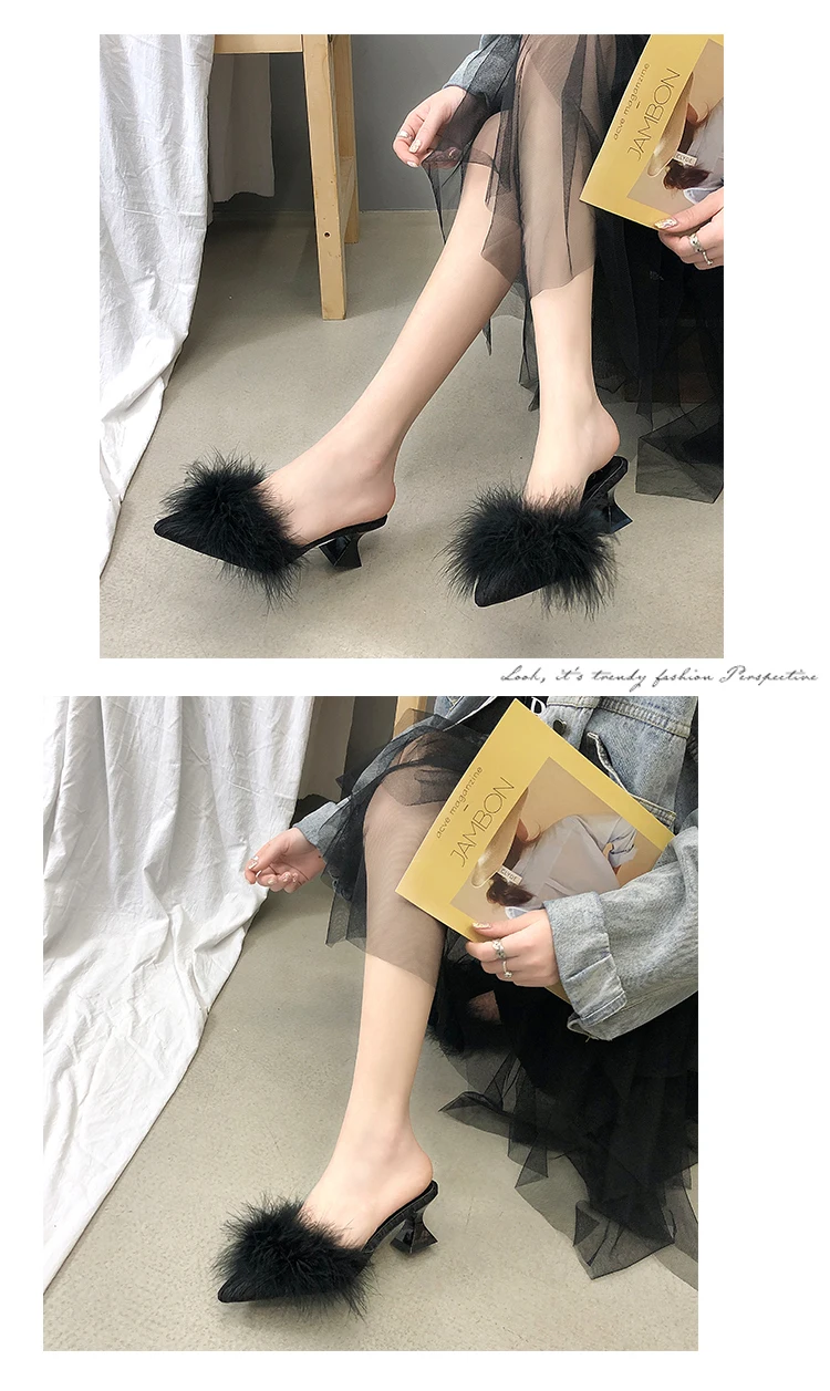 heels with fur on toe