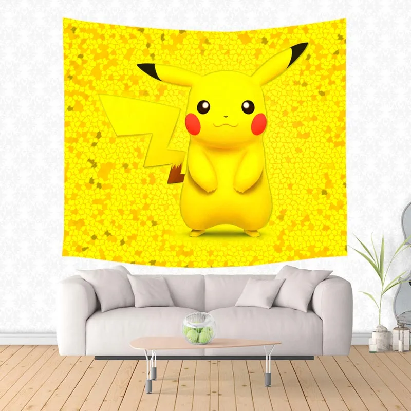 

Pikachu Polyester Rectangle Tapestry DIY Wall Hanging Carpet Throw Yoga Mat Picnic Rug Home Bedroom Decoration
