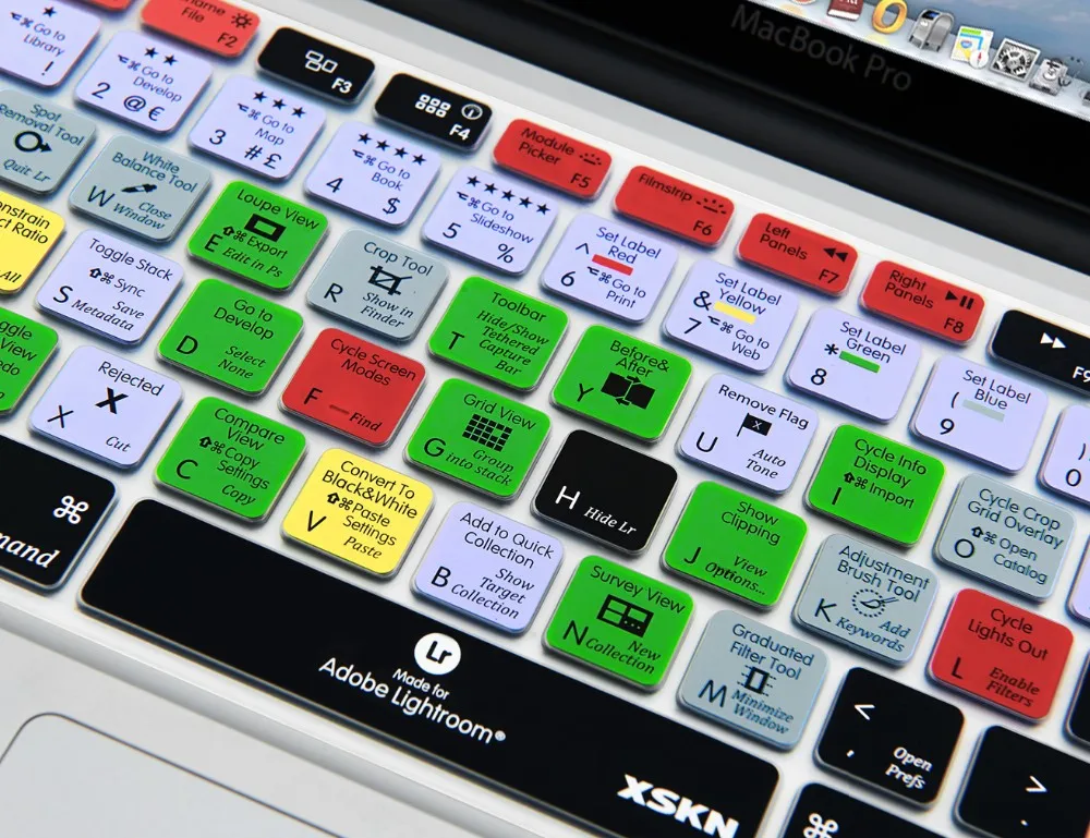 Чехол для клавиатуры с дизайном в стиле «лайтрум» XSKN бренд LR ярлыки силиконовая клавиатура для Macbook 13 15 1", версия для США и ЕС