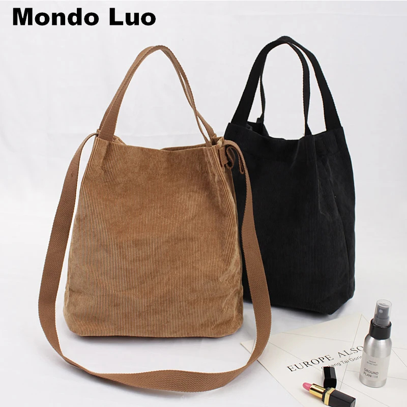 Women Handbag All match Large Capacity Convenient Corduroy Satchel