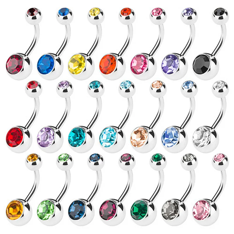 Alisouy Piercing Navel Surgical Steel Single Rhinestone Belly Button Rings Navel piercing