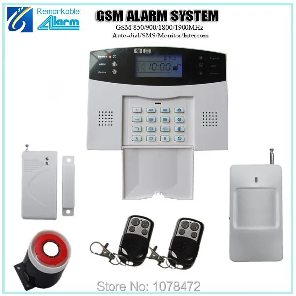 

Hot sale home security alarm system, Auto-dial SMS intercom GSM alarm system with GSM850/900/1800/1900Mhz ,door magnet