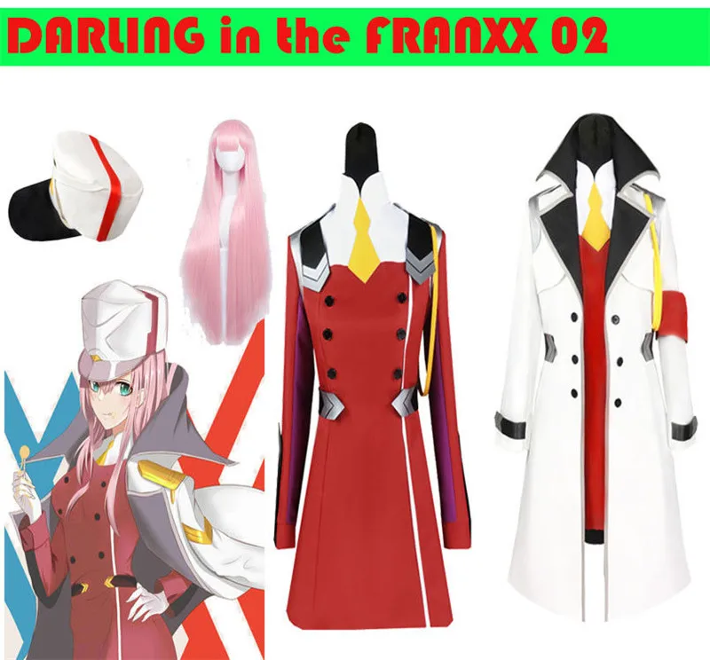 Костюм для косплея DARLING in the FRANXX Strelizia 02 ZERO TWO парик шляпа плащ куртка пальто |