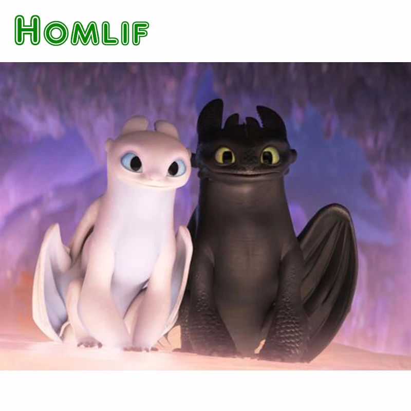 

HOMLIF 5D Diamond Painting Full Square/Round cartoon cute Toothless Diamond Embroidery Sale Rhinestone Picture Diamond Mosaic