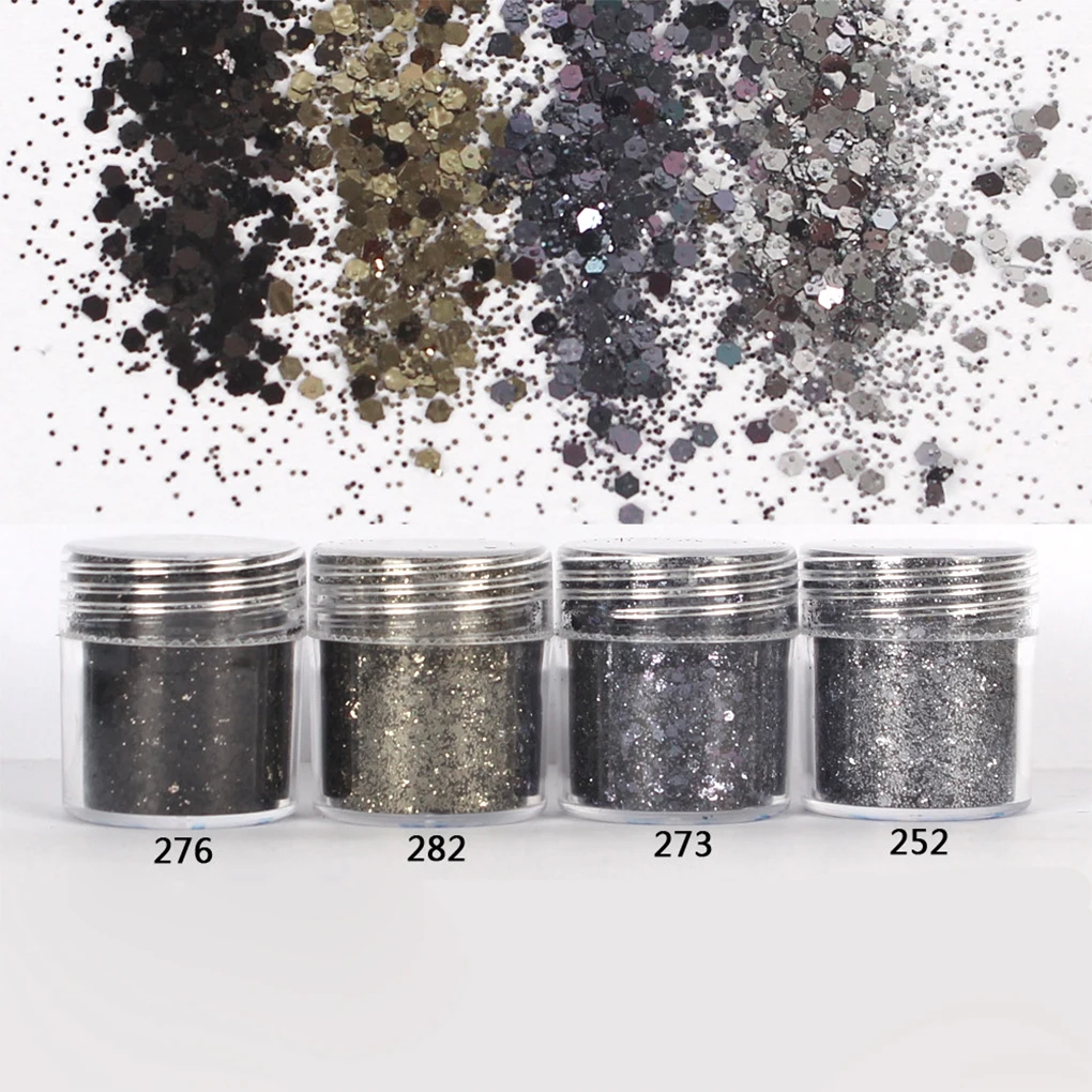 

Gray Black Mix Nail Glitter Powder with 1mm Paillette Sequins for Nail Art Decoration