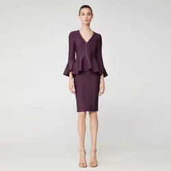 Новое поступление коллекция пурпурное Бандажное платье Для женщин элегантное миди два Комплект из 2 предметов Bodycon знаменитости Вечеринка
