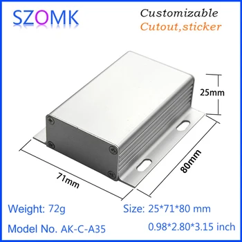 

custom wall mounted aluminum (10pcs) junction case for electronics silver project box 25x70x80mm