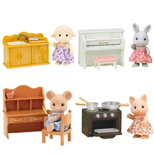 Sylvanian Families пушистые фигурки куклы кукольный домик игровой набор аксессуары стол/Paino/раковина/плита с одной фигурой