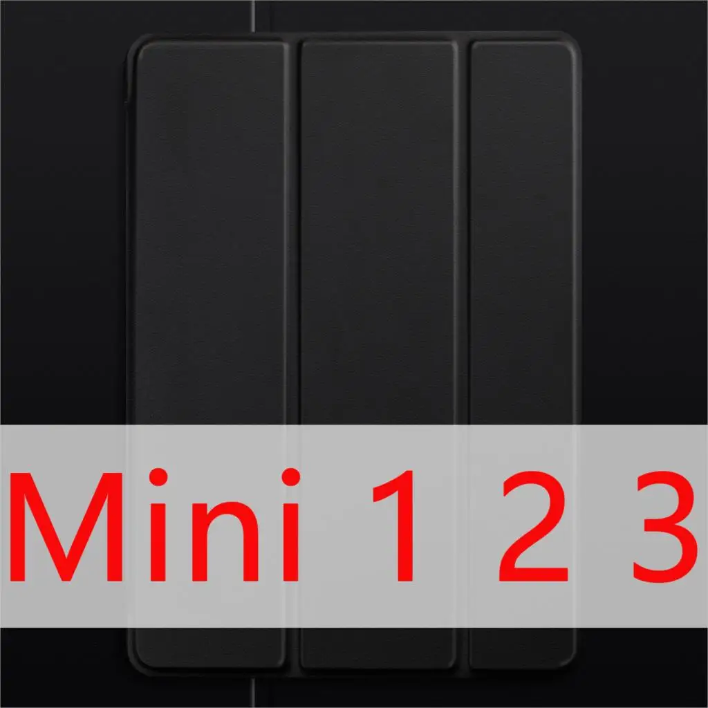 Для iPad Mini 4 Чехол Mini 2 3 1 Mini 5 чехол, ультра тонкий легкий трехслойный Стенд мягкий ТПУ для iPad Mini5 чехол крышка Капа - Цвет: Black 123