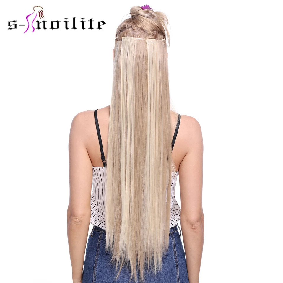 

S-noilite 8PCS/Set 18Clips 26 Inch Clip in Hair Extensions Synthetic Heat Resistant Long Straight Hair Extension