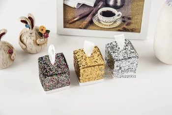 

5*5*5cm Golden Silver small sugar candy box,Chocolate candy box,Baby Shower Wedding Supplies 200pcs/lot