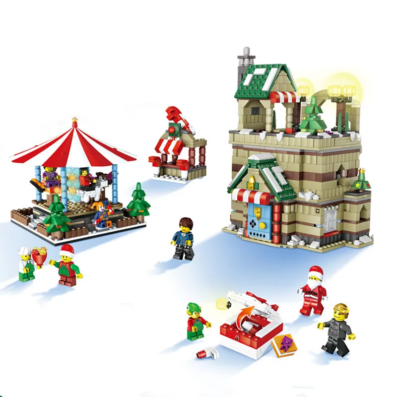 

Girl Series Winter Village Christmas Modular Creator Santa Reindeer Building Bricks Blocks Toys Compatible With Lego Friends