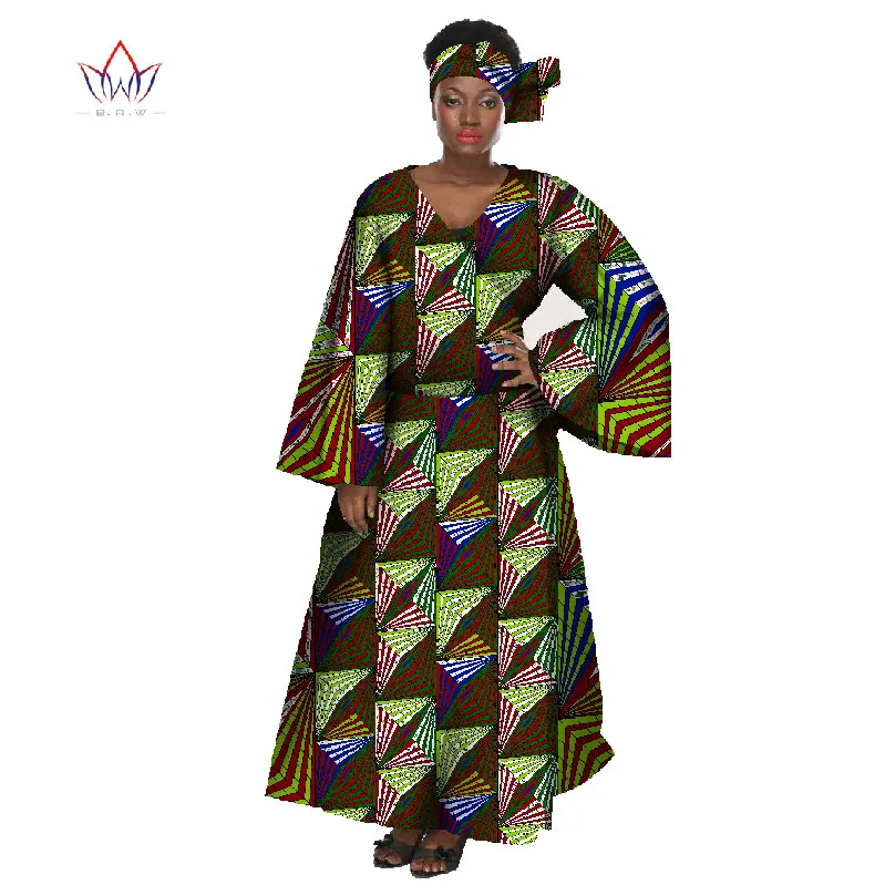 Летнее женское платье длиной до щиколотки с длинным рукавом традиционная африканская одежда 2 шт кроп топы и Макси платье WYW07 - Цвет: 7