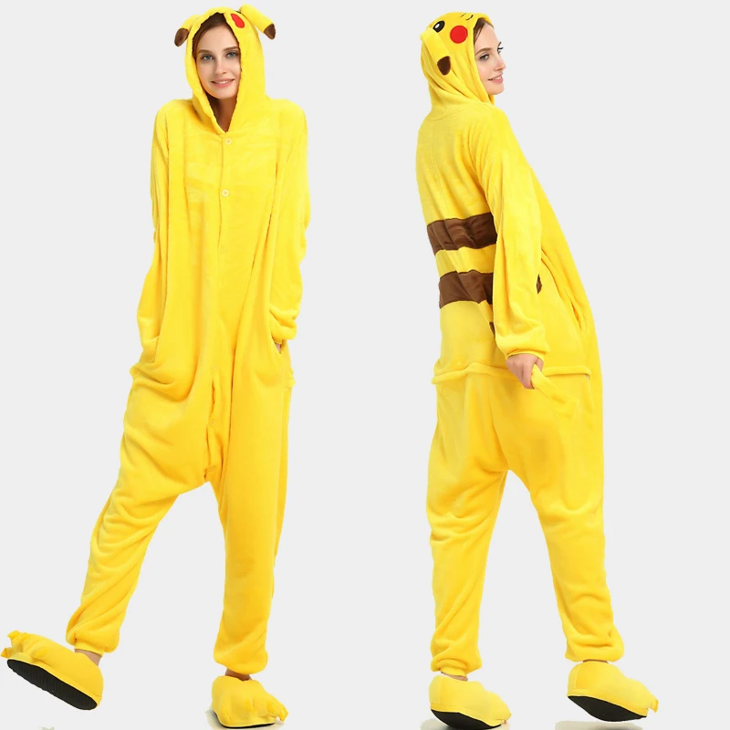 

Kigurumi Unicorn Onesie Adult Pikachu Women Pijama Pajamas Flannel Warm Soft Sleepwear Overall Onepiece Jumpsuit 2019The New