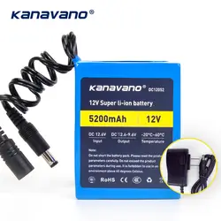Kanavano Новый 12 В 5200 мАч 18650 литий-ионный Перезаряжаемые батарея для камеры видеонаблюдения и 12,6 В 1A Зарядное устройство + бесплатная доставка
