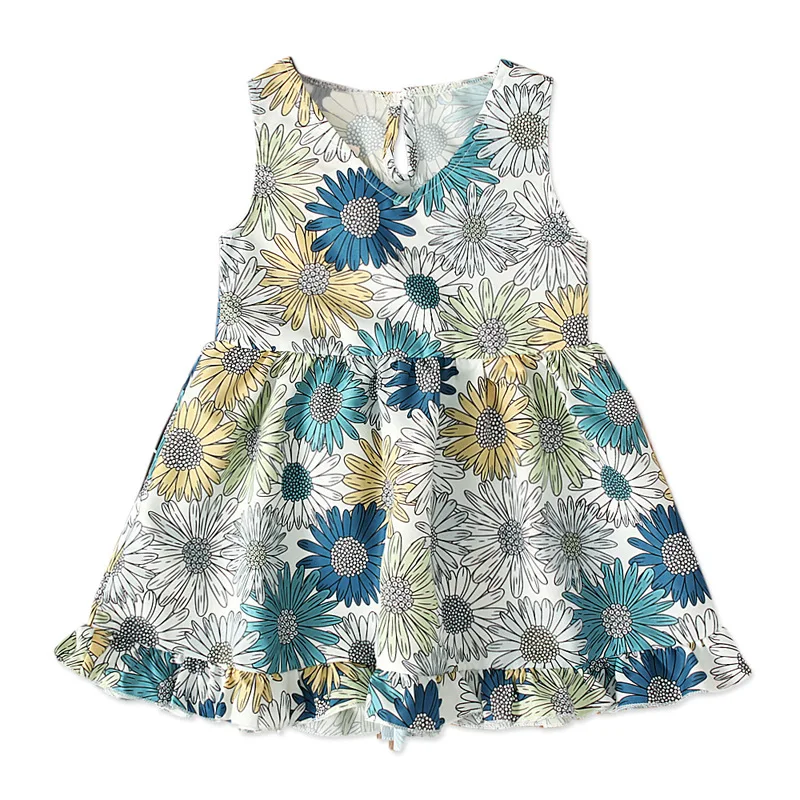 

2019 Kids Girls Dresses Summer Children Birthday Clothes for Girl Princess Sleeveless Floral Dress Years Toddler Clothing