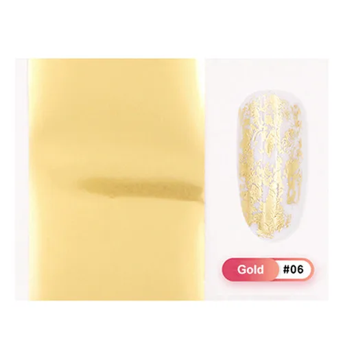 Голографическая фольга на ногти, розовое золото, звездное небо, лазерные переводные наклейки для ногтей, Типсы для ногтей, украшения - Цвет: 06 Gold