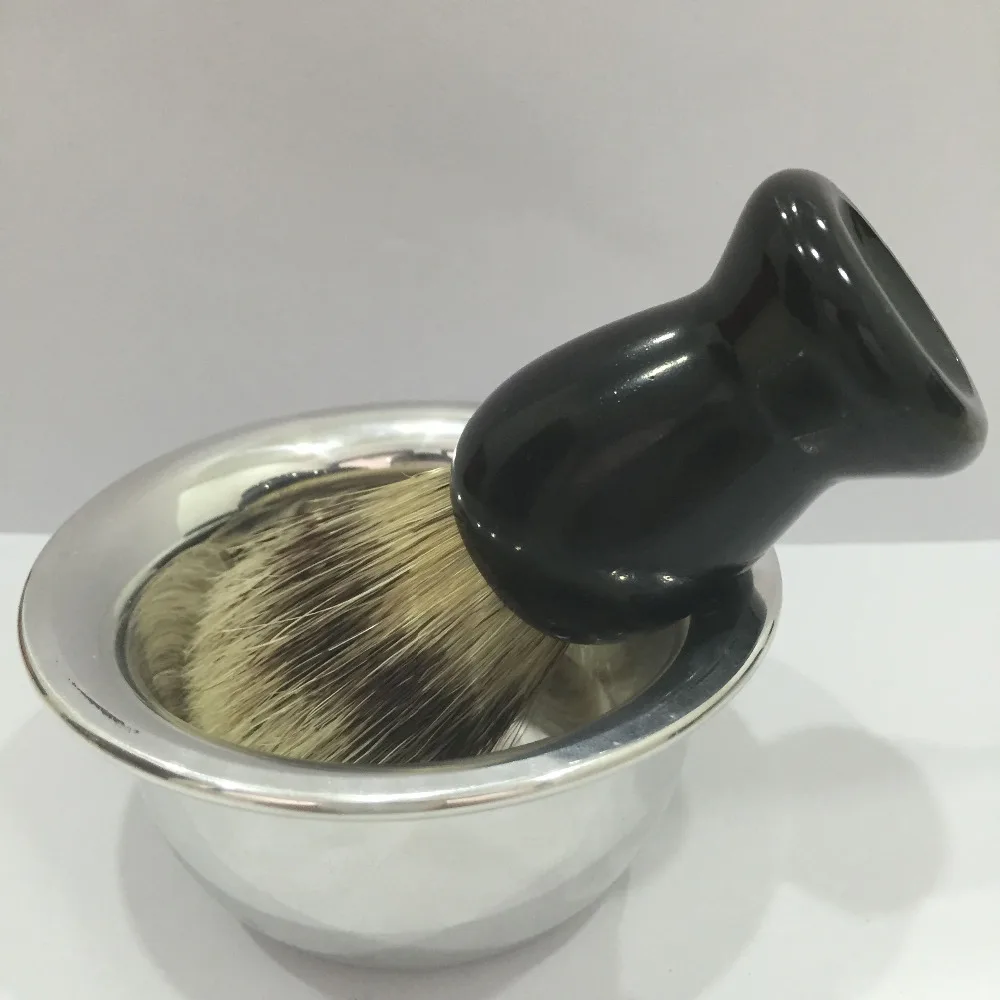 Badger Hair Shaving Beard Brush +Bowl Mug Dish Cup Set Barber Salon Men