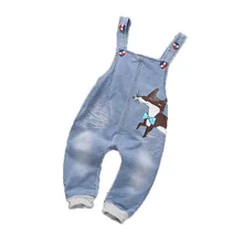 New Arrived Blue Denim Jumpsuit for Newborn Boys Summer Kids Baby Cartoon Suspender Jeans Trousers Overalls Children 0-3 Y
