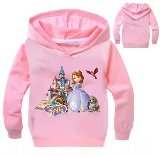 

2019 Autumn Children Sofia Princess Clothes Pink Hooded Shirt For Girls T-shirt Sofia Princess Print Hoodies Girls Sweatshirt