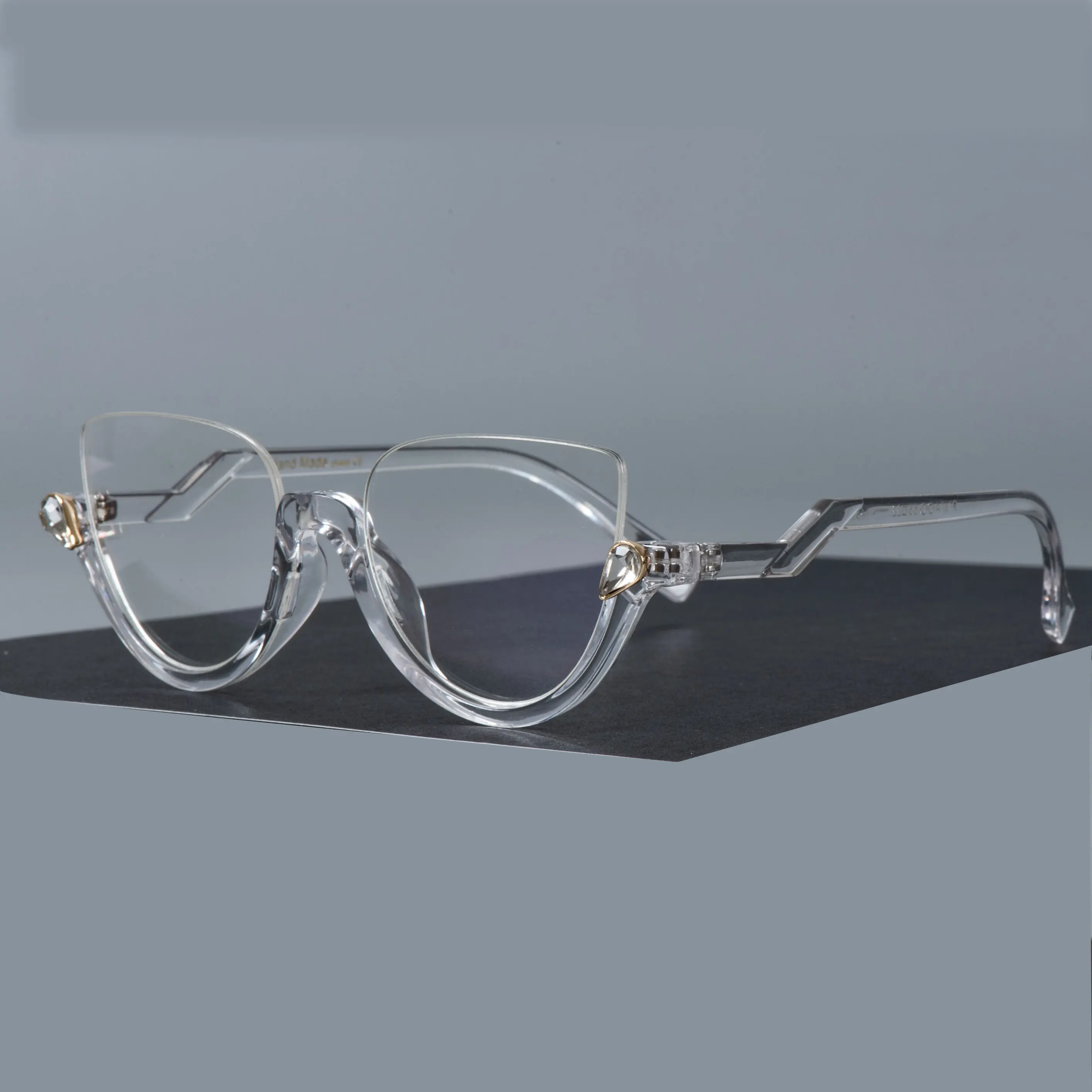 Бриллианты полуоправа очки оправа для мужчин и женщин Оптические модные компьютерные очки 45159