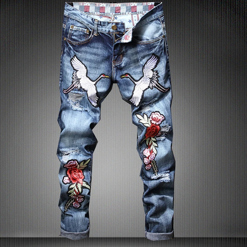Buy New Blue Jeans Men Straight Denim Jeans Streetwear