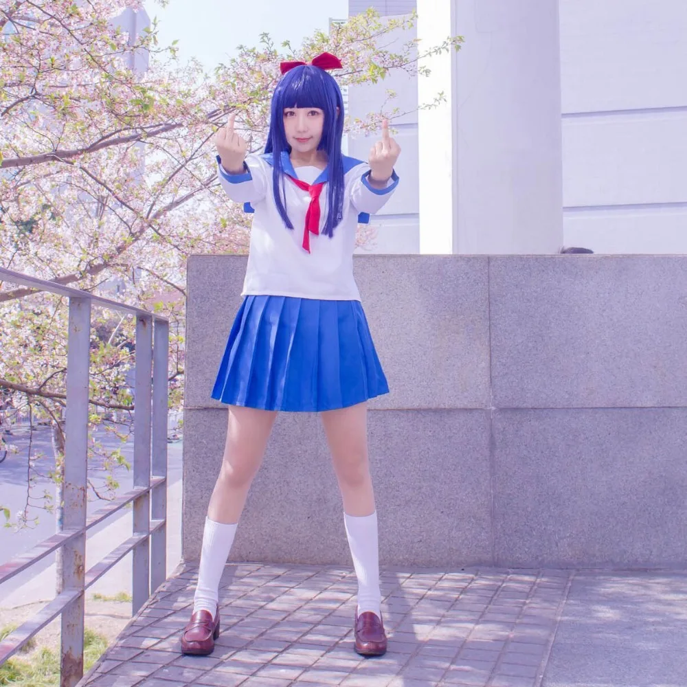ROLECOS 2018 зимние аниме poputepikku Косплей костюмы Popuko Pipimi школьная форма полный