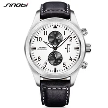 Sinobi mens militar chronograph relógios de pulso data relógio de couro de luxo masculino choque esportes genebra quartzo relógios de pulso 2017 g14