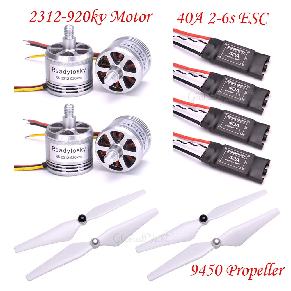 

2312 920KV CW CCW Brushless Motor Support 2-4s + 40A ESC OPTO 2-6S Brushless ESC for F450 F550 S550 RC Quadcopter