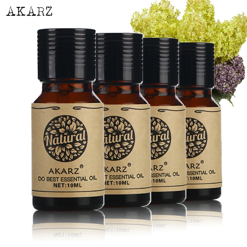 

AKARZ Helichrysum Frangipani Verbena Laurel essential oil Pack For Aromatherapy, Massage,Spa, Bath 10ml*4