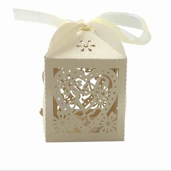

HAOCHU 100Pcs Wedding Baby Shower Candy Box Bling Sweets Gift Favor Boxes with Ribbon Party Event Decor Supplies Pearl Colorful